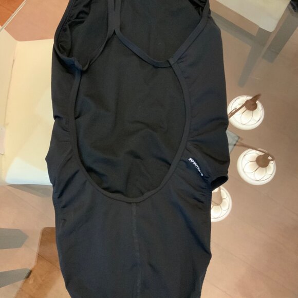 Adidas One Piece Swimsuit black and blue Solid Splice Vortex Back 36 S - Picture 4 of 4